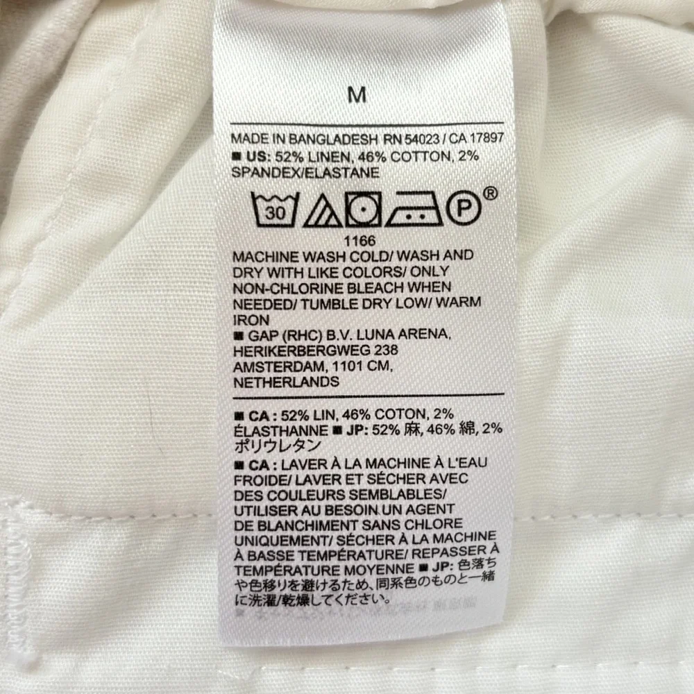 Banana Republic White Wide-Leg Ankle Cropped Pants Linen Cotton Women’s M Vaca